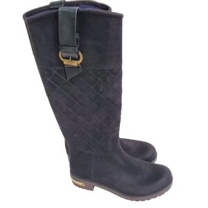 Ulan Rainy Steps Jessie Black Quilted Rain Boots Size 8